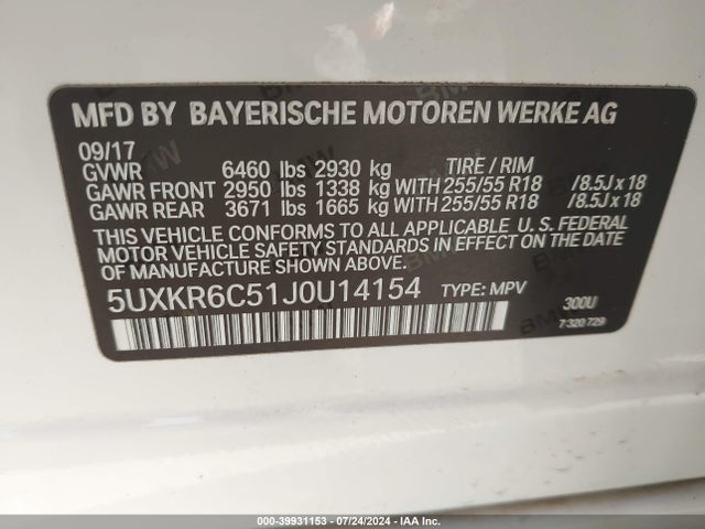 5UXKR6C51J0U14154 BMW X5 Xdrive50i