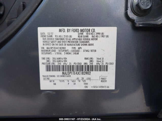 Ford Ecosport Se 2018 MAJ3P1TE4JC183902 Image 9