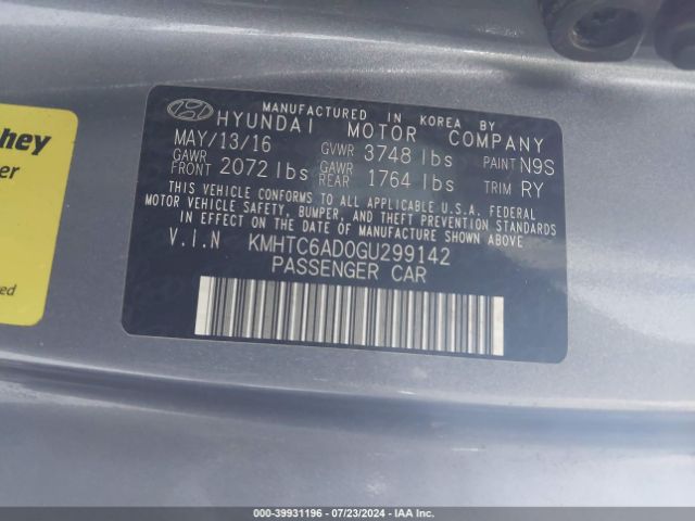 KMHTC6AD0GU299142 Hyundai Veloster