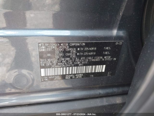 JTEAAAAH0NJ094132 Toyota VENZA LE