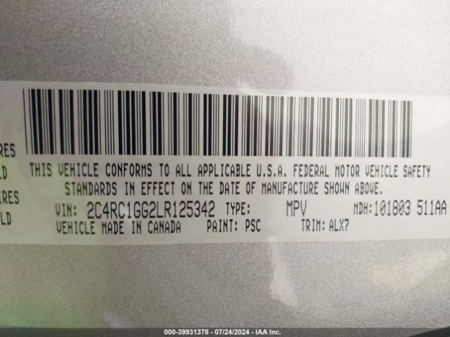 2C4RC1GG2LR125342 Chrysler Pacifica Limited