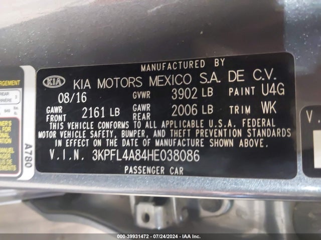 KIA FORTE EX 2017 3KPFL4A84HE038086 Image 9
