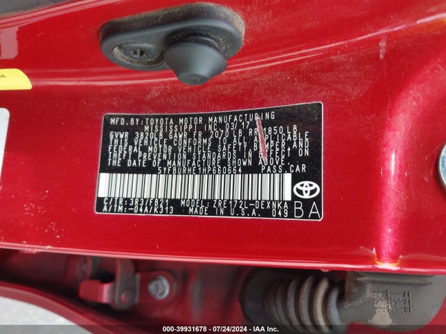 Toyota COROLLA LE 2017 5YFBURHE1HP660664 Image 9