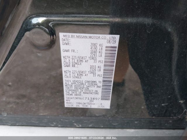 5N1AT2MT6LC713897 Nissan Rogue Sv Fwd