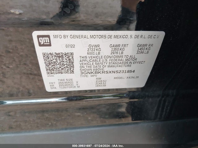 Chevrolet Blazer Awd Rs 2022 3GNKBKRSXNS231854 Image 9