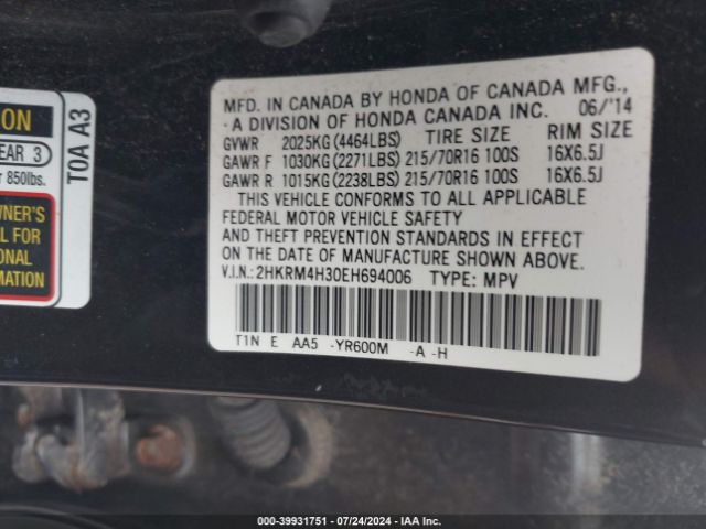 2HKRM4H30EH694006 Honda CR-V LX