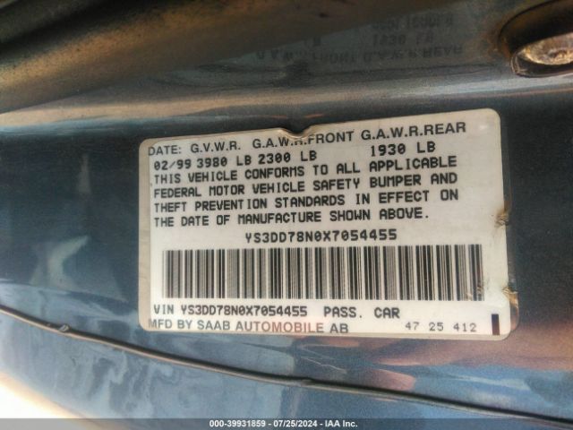 1999 SAAB 9-3 YS3DD78N0X7054455 Photo 8