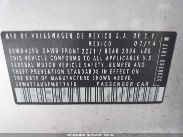 3VW4T7AU5FM017415 Volkswagen Golf Gti 2.0t S 4-door