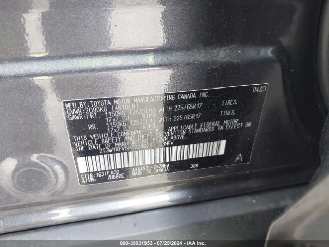2T3W1RFV5PC228629 Toyota Rav4 Xle