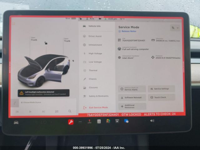 7SAYGDEF5NF324401 Tesla Model Y Performance Dual Motor All-wheel Drive