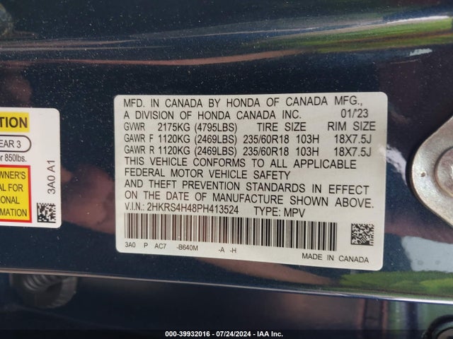 Honda Cr-v Ex Awd 2023 2HKRS4H48PH413524 Image 9