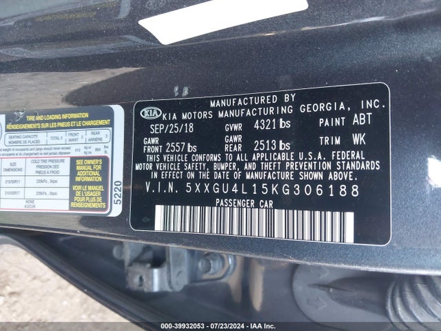 KIA OPTIMA EX 2019 5XXGU4L15KG306188 Image 9