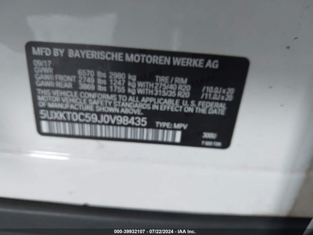 5UXKT0C59J0V98435 BMW X5 Edrive Xdrive40e Iperformance