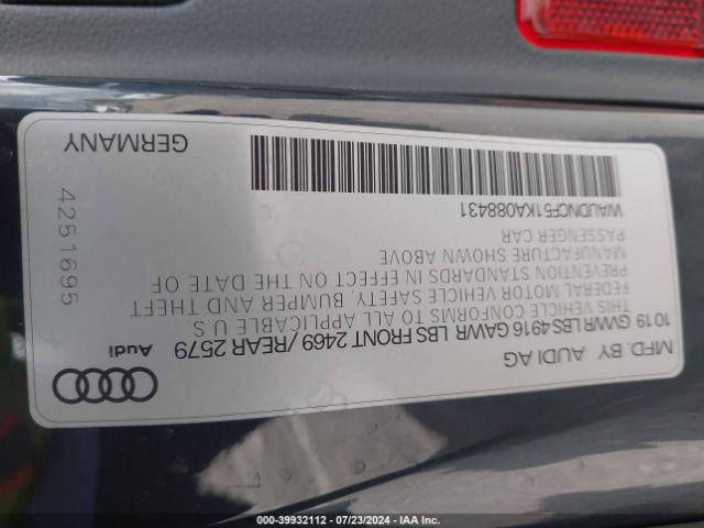 2019 AUDI A5 WAUDNCF51KA088431 Photo 8