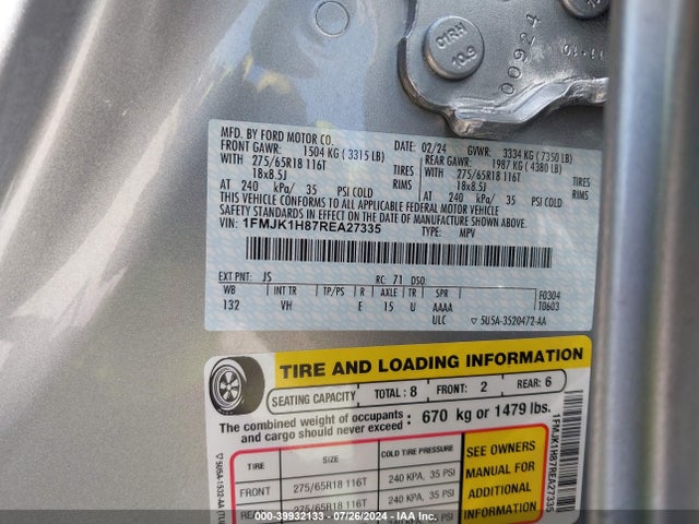 Ford Expedition Xlt Max 2024 1FMJK1H87REA27335 Image 9