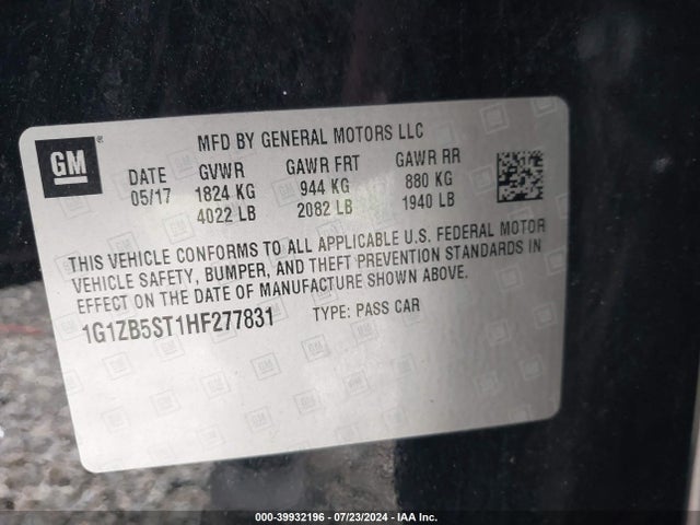 Chevrolet MALIBU LS 2017 1G1ZB5ST1HF277831 Image 9