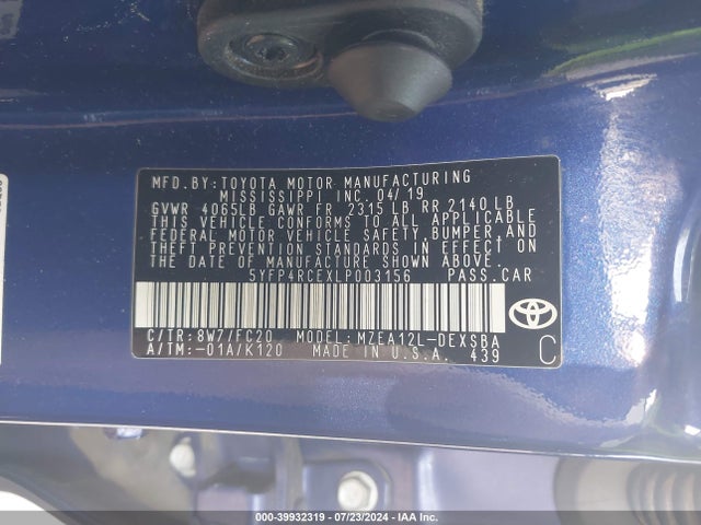 Toyota COROLLA SE 2020 5YFP4RCEXLP003156 Image 9