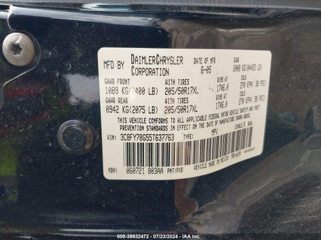 39932472 :رقم المزاد ، 3C8FY78G55T637763 vin ، 2005 Chrysler Pt Cruiser Gt مزاد بيع