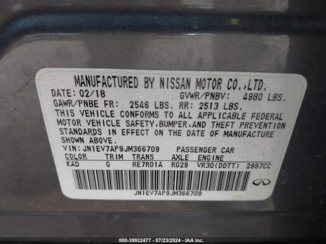 JN1EV7AP9JM366709 Infiniti Q50 3.0t Luxe