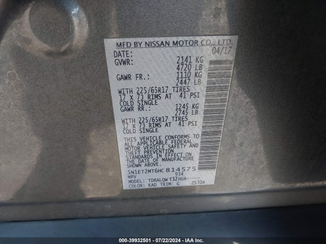 Nissan Rogue Hybrid Sv 2017 5N1ET2MT6HC814575 Image 9