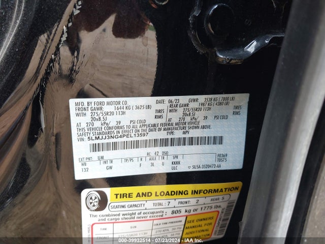 5LMJJ3NG4PEL13597 Lincoln Navigator Standard L