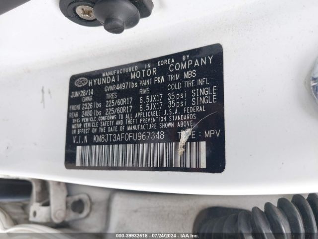KM8JT3AF0FU967348 Hyundai TUCSON GLS