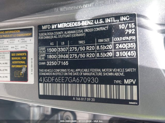 4JGDF6EE7GA670930 Mercedes-Benz Gl 450 4matic