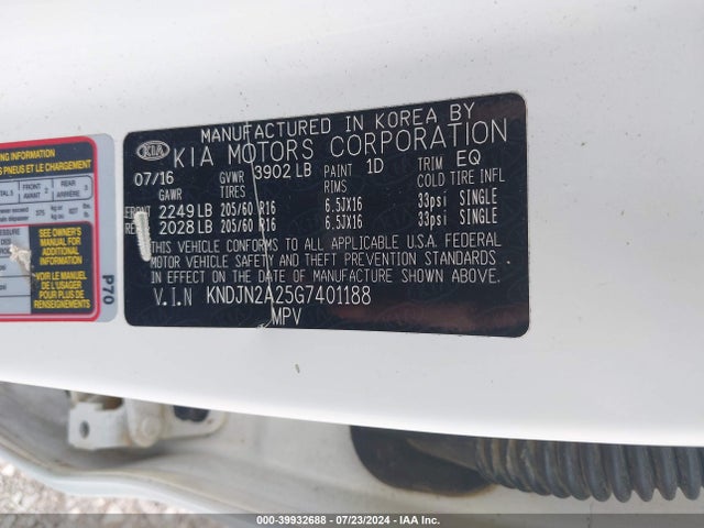 KIA Soul 2016 KNDJN2A25G7401188 Image 9