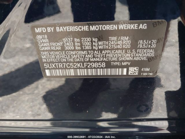 5UXTR7C52KLF29858 BMW X3 Sdrive30i