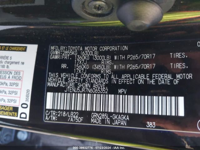 JTENU5JR7N6065352 Toyota 4runner Sr5 Premium