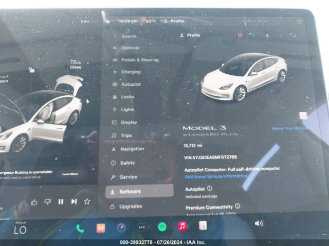 5YJ3E1EA6MF072768 Tesla Model 3 Standard Range Plus Rear-wheel Drive
