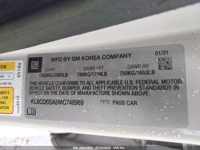 Chevrolet Spark Fwd 1lt Automatic 2021 KL8CD6SA8MC748969 Image 9