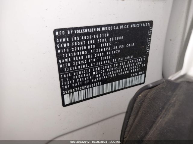 3VVNX7B25PM323252 Volkswagen Taos 1.5t Se