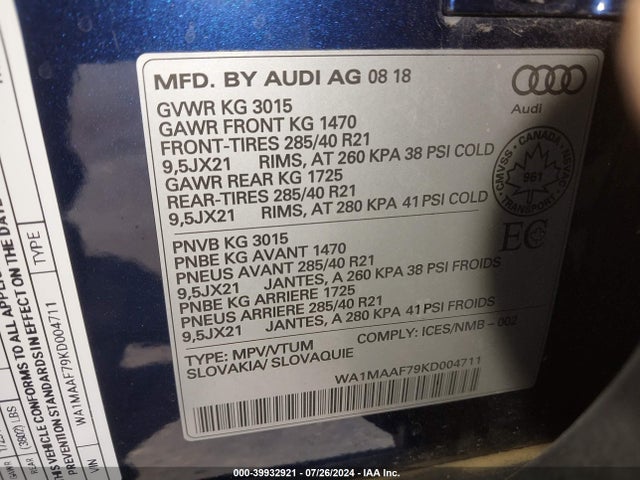 WA1MAAF79KD004711 Audi Q7