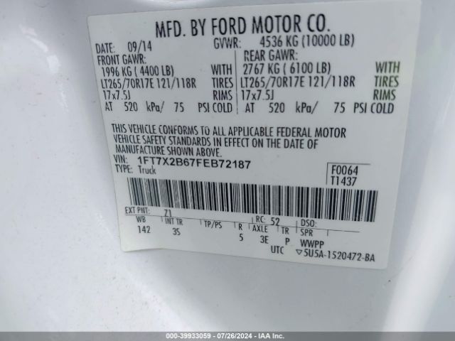 1FT7X2B67FEB72187 Ford F-250 Xlt