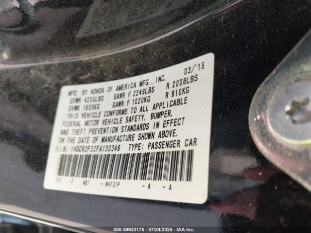 1HGCR2F32FA130348 Honda ACCORD LX