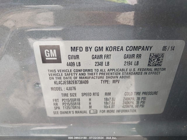 KL4CJESB2EB738409 Buick Encore