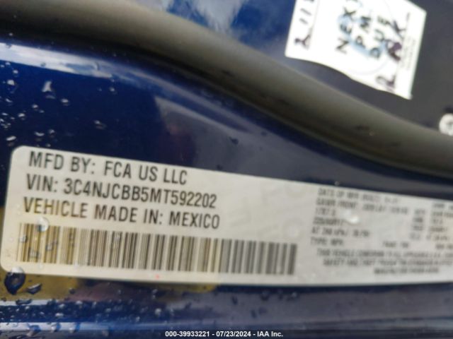 3C4NJCBB5MT592202 Jeep Compass Latitude Fwd