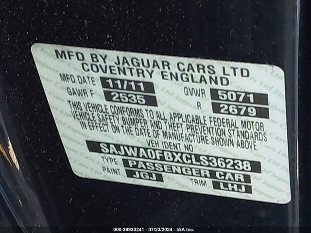 2012 JAGUAR XF SAJWA0FBXCLS36238 Photo 8