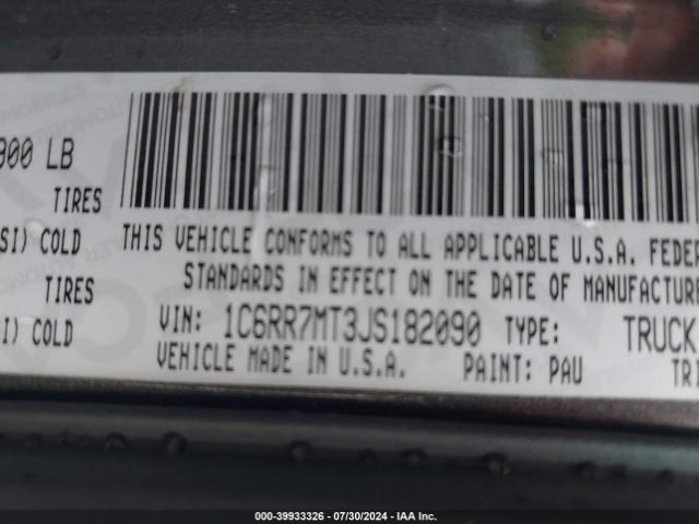 1C6RR7MT3JS182090 RAM 1500 Sport