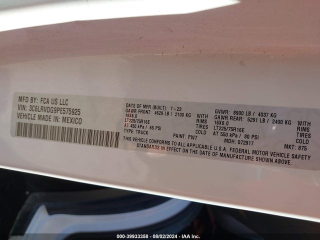 RAM Promaster 2500 2023 3C6LRVDG9PE575925 Image 9