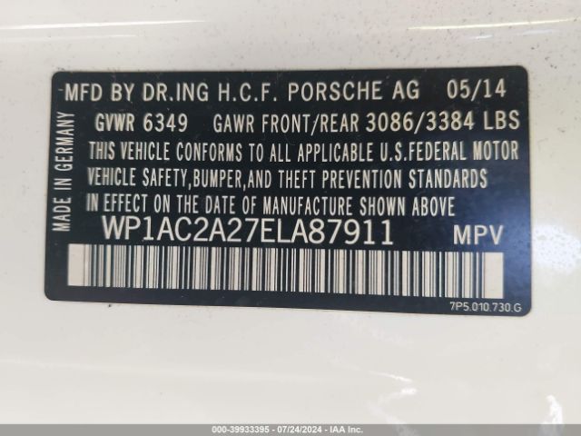 WP1AC2A27ELA87911 Porsche Cayenne Turbo S
