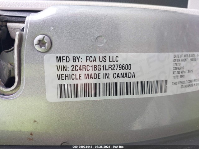2C4RC1BG1LR279600 Chrysler Pacifica Touring L