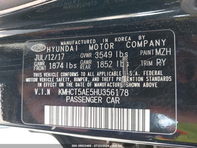 Hyundai ACCENT SE 2017 KMHCT5AE5HU356178 Image 9