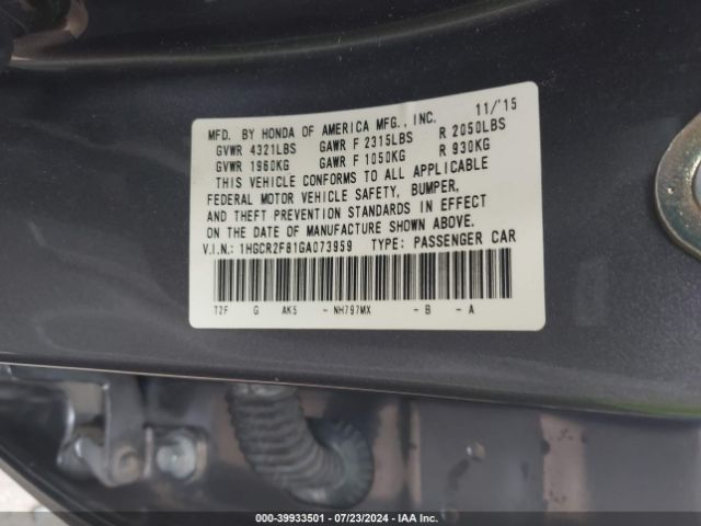 1HGCR2F81GA073959 Honda ACCORD EXL