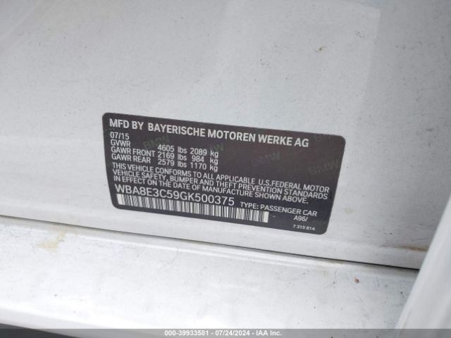 WBA8E3C59GK500375 BMW 328i Xdrive