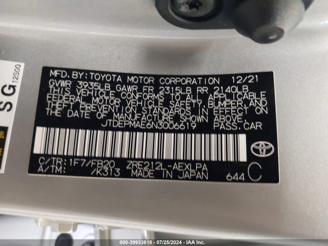 Toyota COROLLA LE 2022 JTDEPMAE6N3006619 Image 9