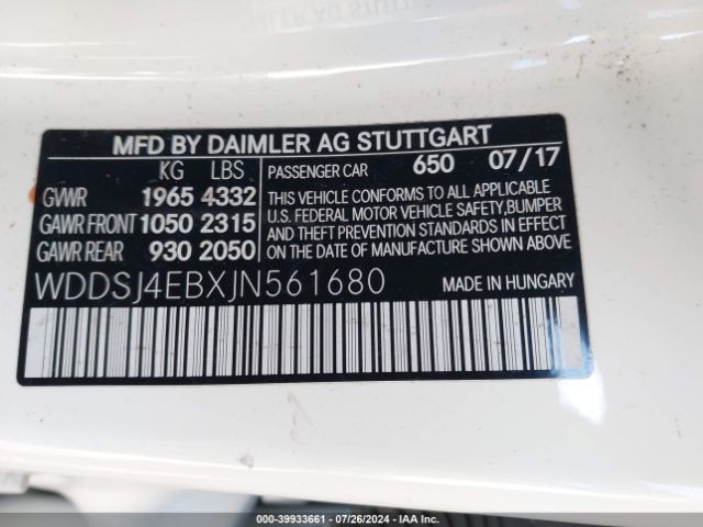 WDDSJ4EBXJN561680 Mercedes-Benz CLA 250