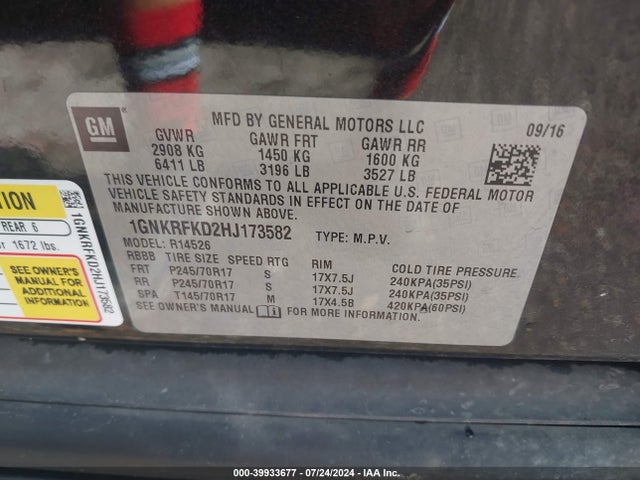 Chevrolet Traverse Ls 2017 1GNKRFKD2HJ173582 Image 9