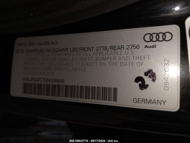 WAUFGAFC7GN008846 Audi A6 3.0t Premium Plus